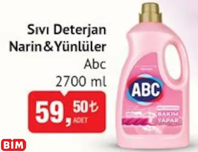 ABC SIVI DETERJAN NARİN&YÜNLÜLER ABC SIVI DETERJAN NARİN&YÜNLÜLER